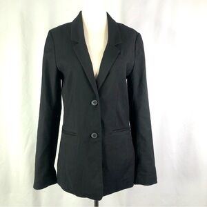 H&M blazer black long line sleek two buttons soft and unstructured 6